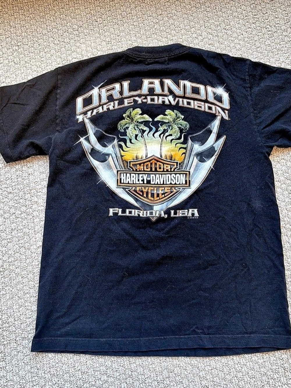 Harley-Davidson Orlando Florida Palm Tree Graphic T-Shirt Black Medium